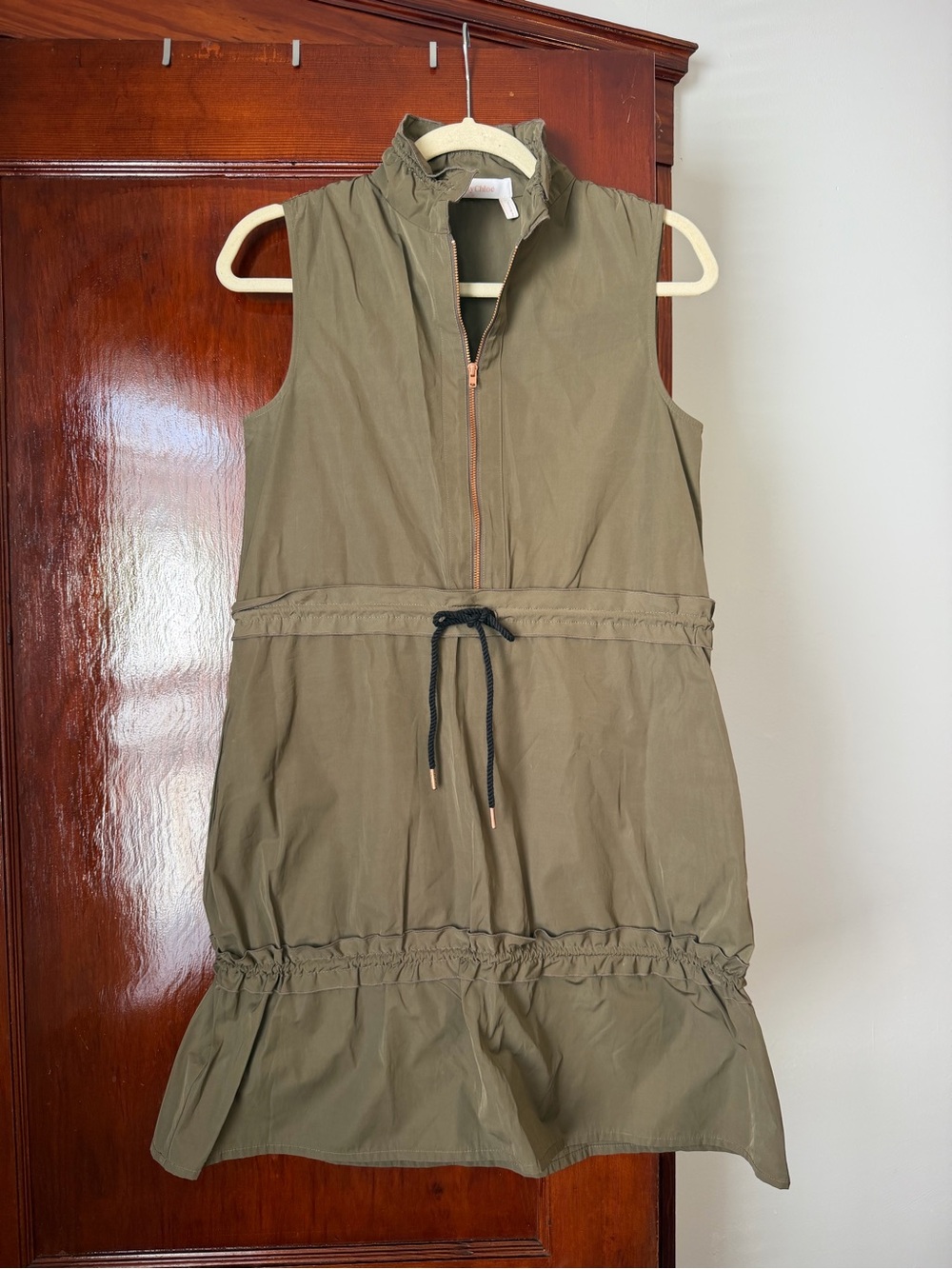 See by Chloé Brown Utility Drawstring Sleeveless Dress FR 36 / US 4